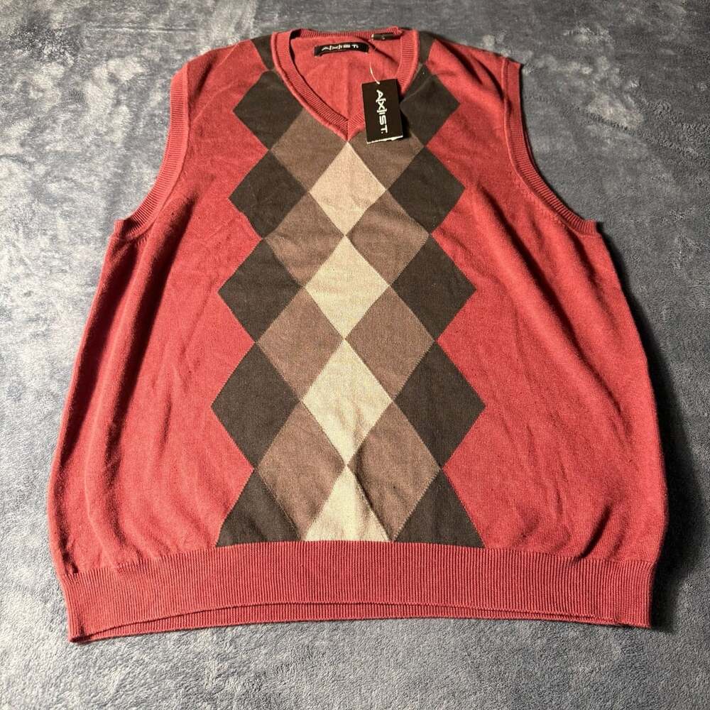 Axist Argyle Sweater Vest Red